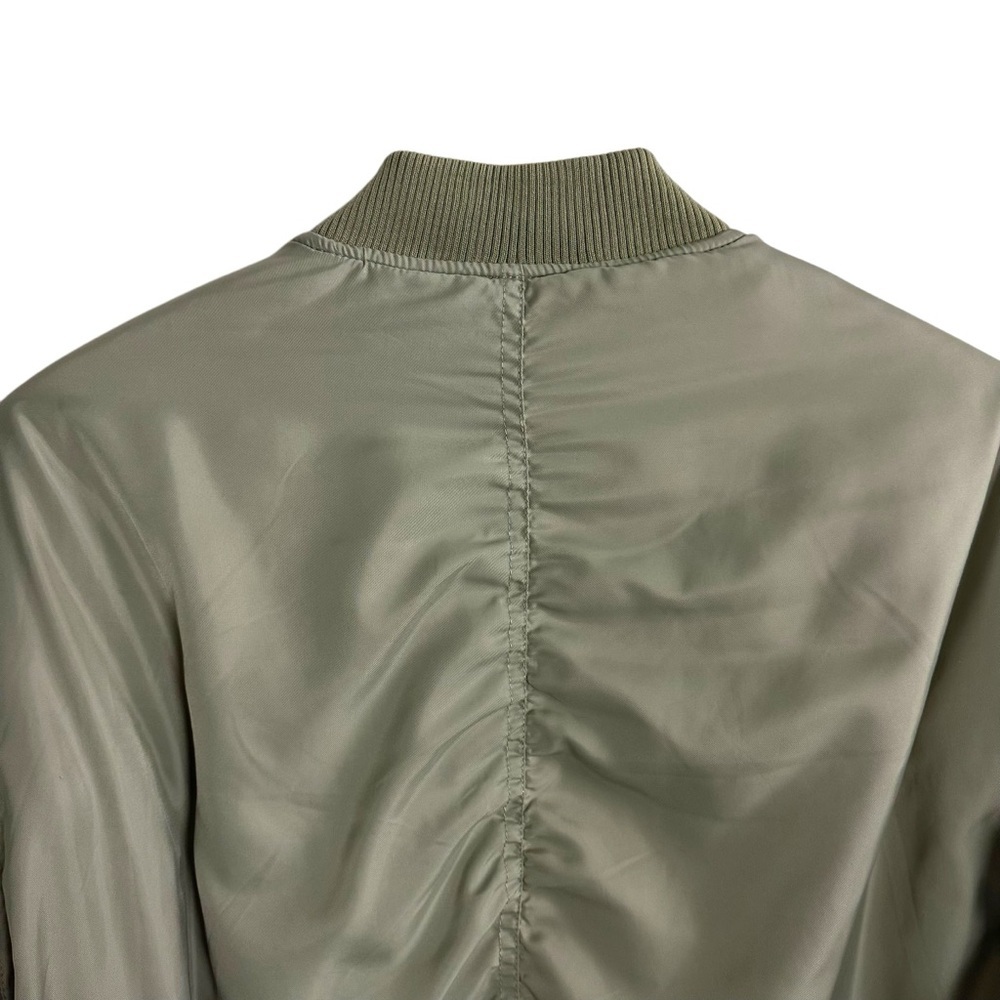 BLANKNYC‎ Women’s Oversized Long Nylon Bomber Jacket Sage Green Size Medium - Picture 6 of 16